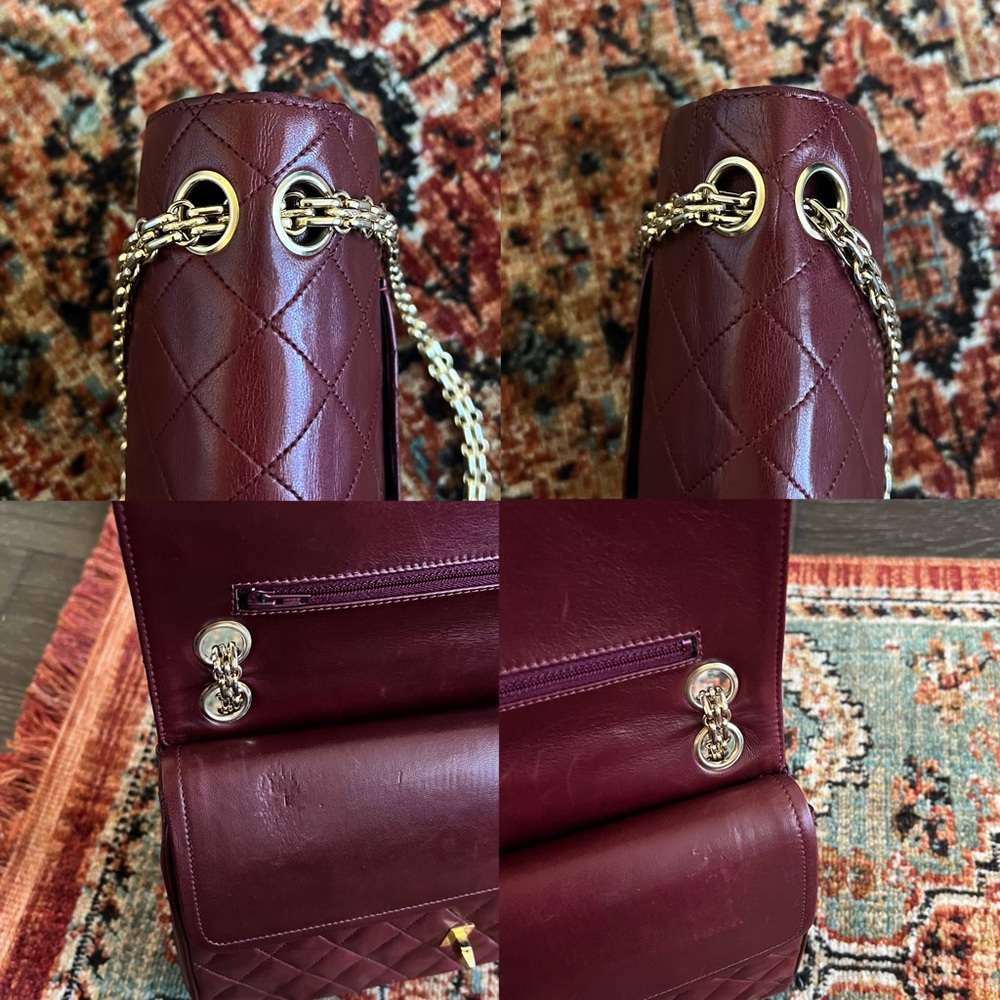 ❌RESERVED❌Chanel Classic Vintage Bijoux Chain Burgundy Medium Double Flap Bag - Picture 8 of 11